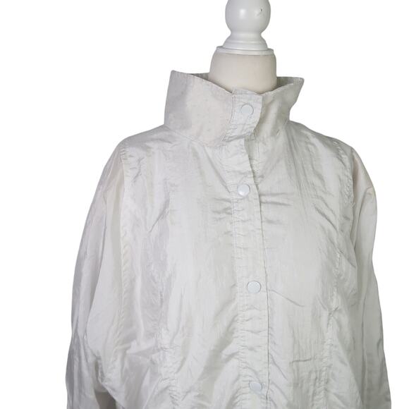 Vintage 90s Tudor Court white snap front windbreaker jacket XL - Picture 2 of 6
